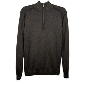 Smartwool Sweater Mens 100% Merino Wool Quarter Zip‎ Brown Mock Neck Size Medium